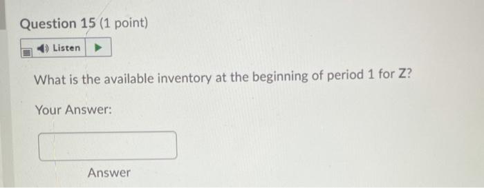 Z Use the following inventory information for the