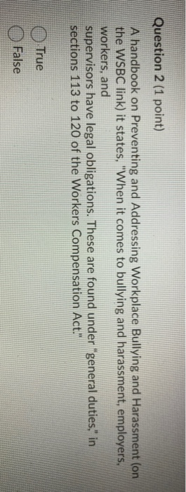 Question 2 (1 point) A handbook on Preventing and