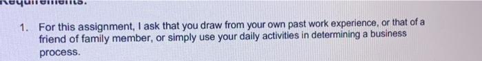 1. For this assignment, I ask that you draw from