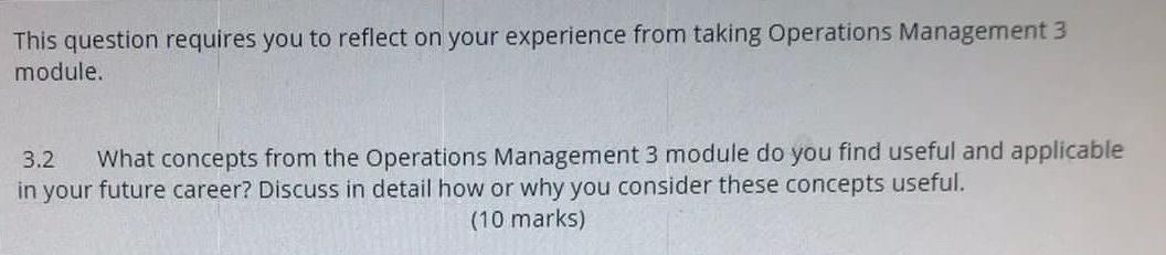 This question requires you to reflect on your