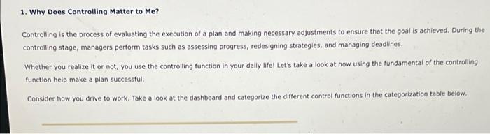 1. Why Does Controlling Matter to Me? Controlling