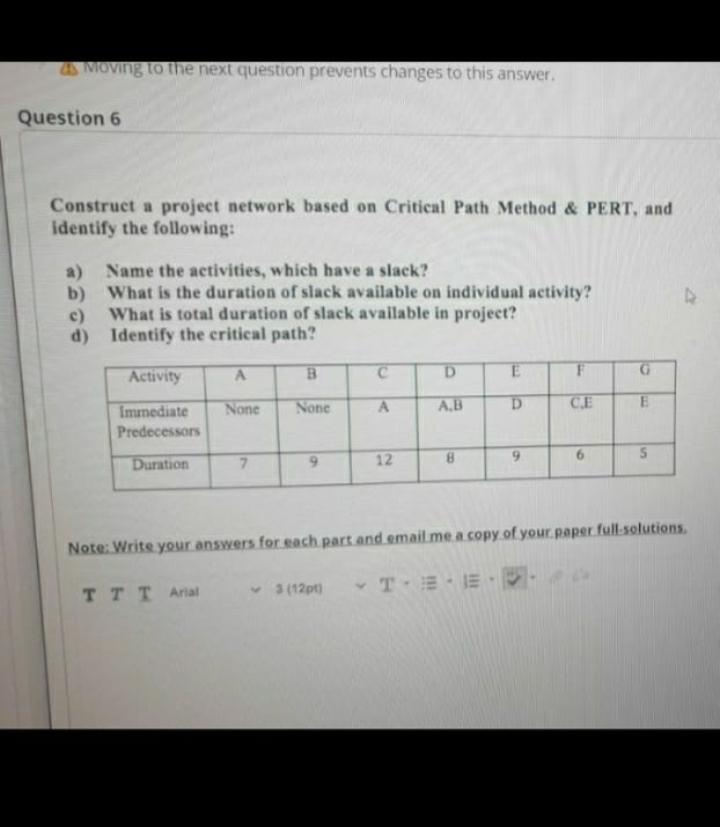 as moving to the next question prevents changes