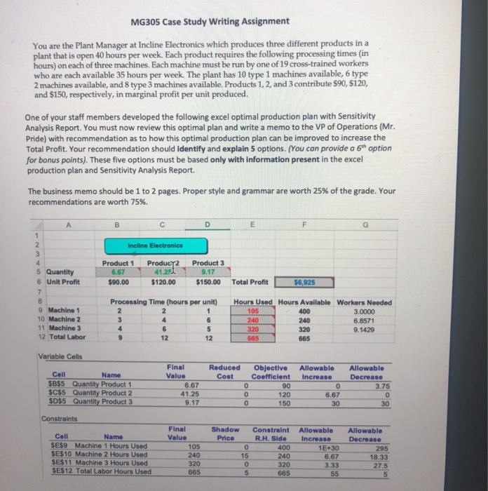 MG305 Case Study Writing Assignment You are the