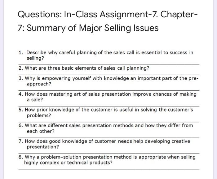 Please answer last 4 answer In-Class