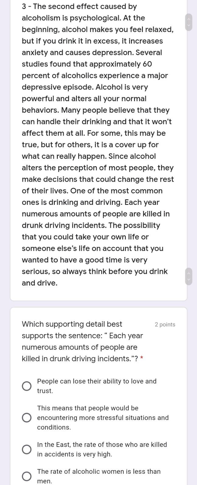 3 - The second effect caused by alcoholism is