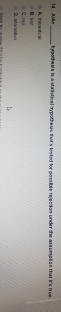 14 AIA hypothesis is a statistical hypothesis