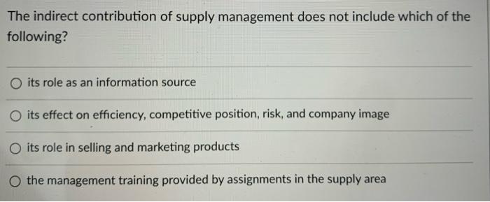 The indirect contribution of supply management