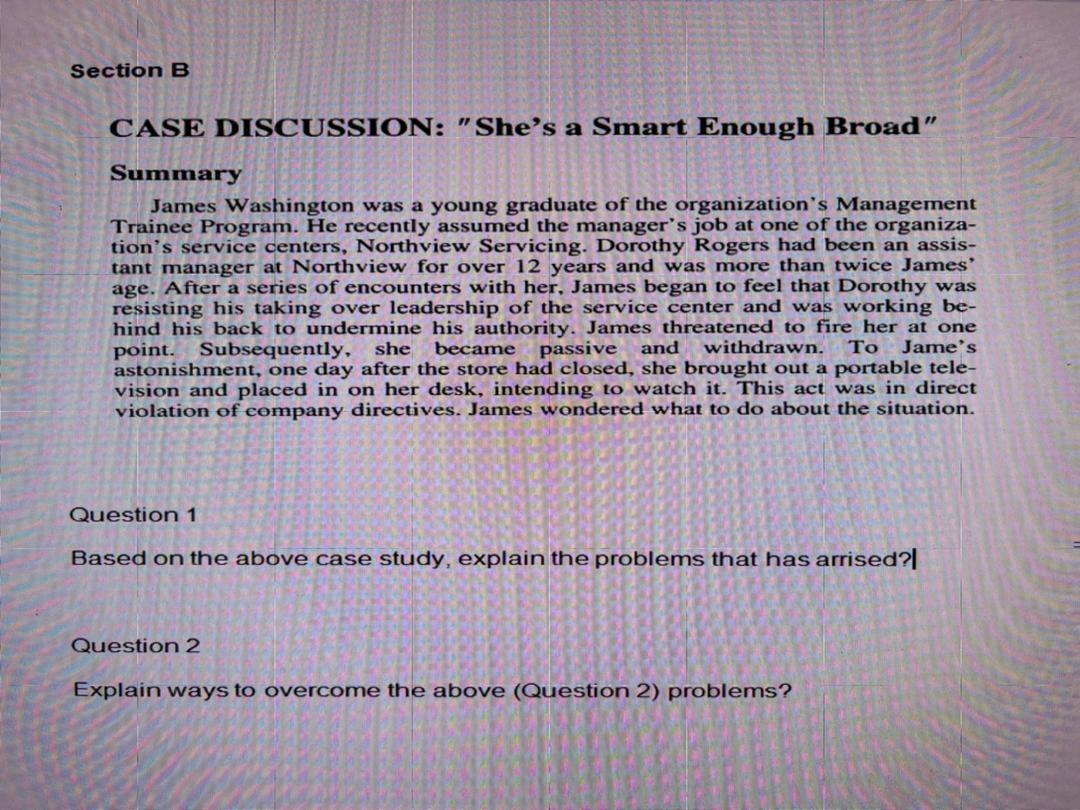 Section B CASE DISCUSSION: 