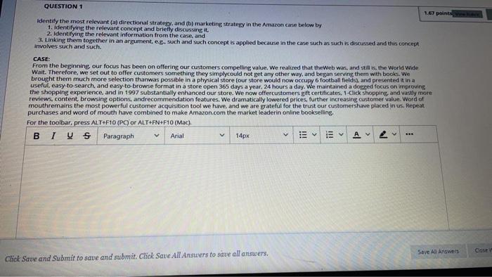 QUESTION 1 1.67 points Identify the most relevant