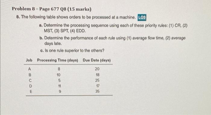 Problem 7 (10 marks) A parts distributor has an