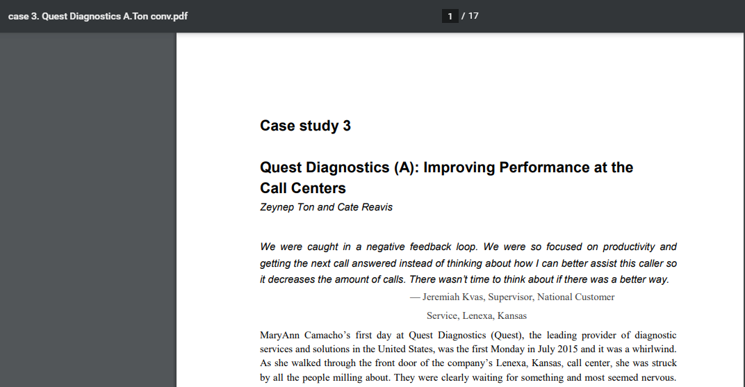 Case study 3 Quest Diagnostics (A): Improving
