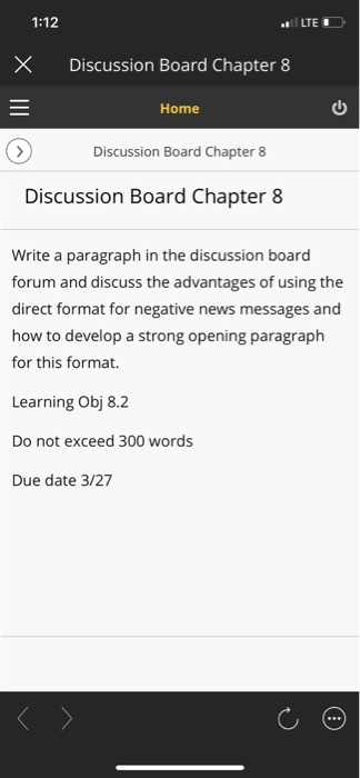 1:12 LED X Discussion Board Chapter 8 Home >