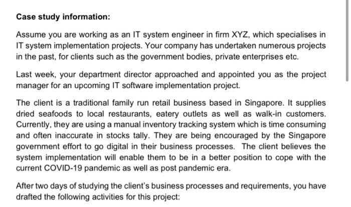 Project management questionNo programming