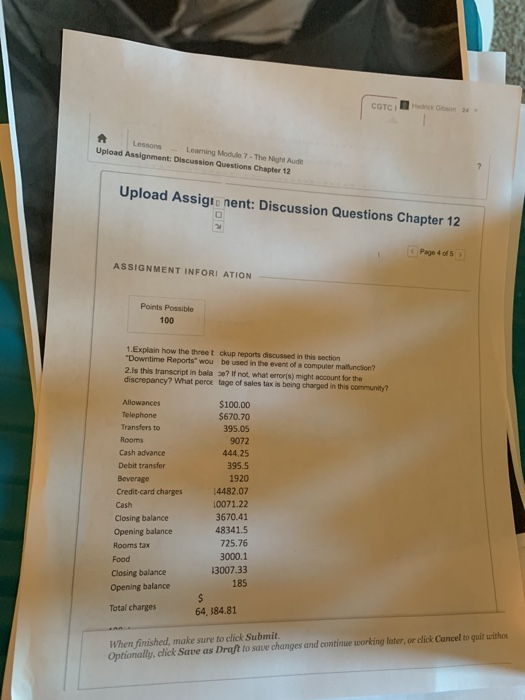 CGTC Lessons Leaming Module 7 - The Night Audit