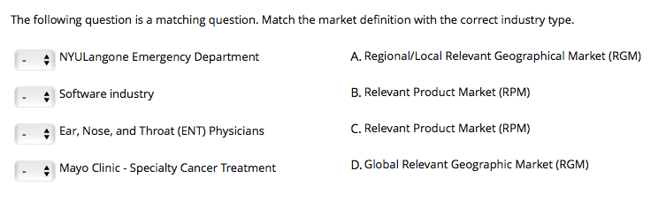 The following question is a matching question.