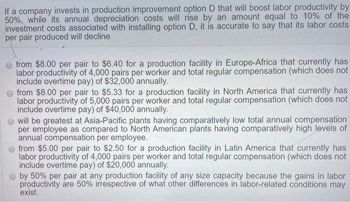 If a company invests in production improvement