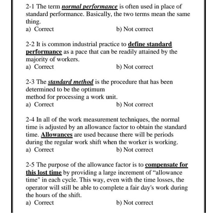 2-1 The term normal performance is often used in