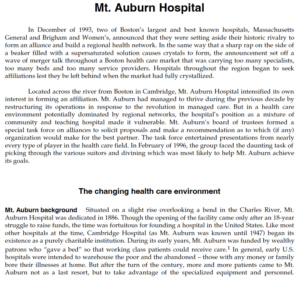 1. What is Mt. Auburns strategy? 2. What is the