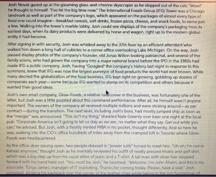 Read Innovation at International Foods And Answer