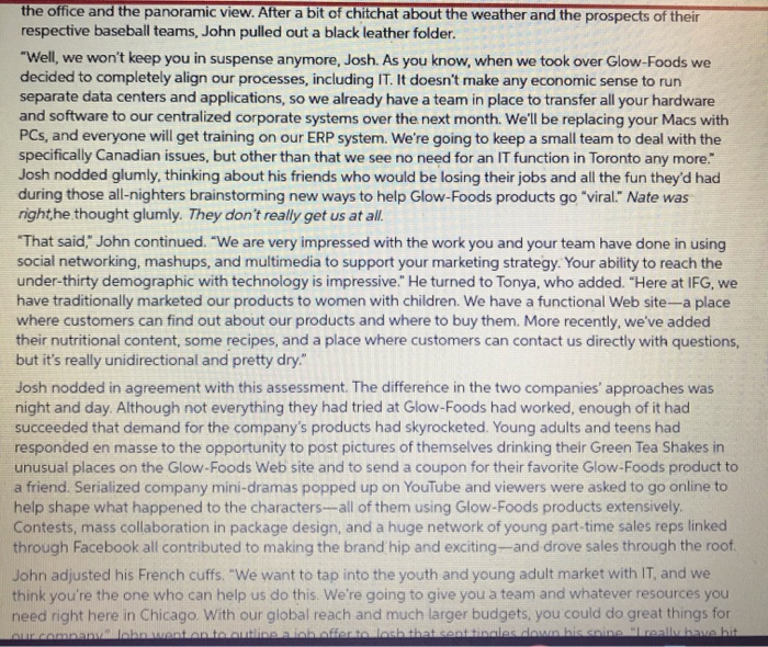 Read Innovation at International Foods And Answer