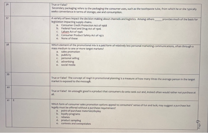 36 37 True or False? Secondary packaging refers