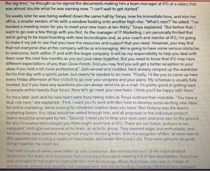 Read Innovation at International Foods And Answer