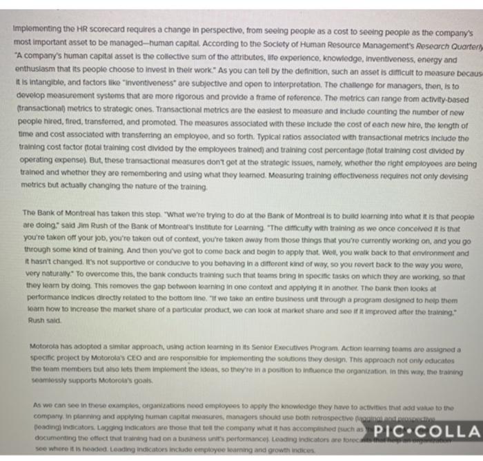In the, "applying the balance scorecard method to