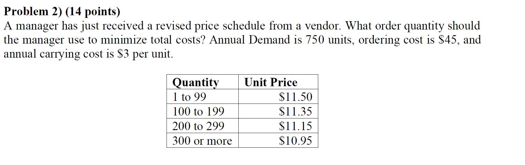 PLEASE SHOW ALL WORK. Thank You. Problem 2) (14