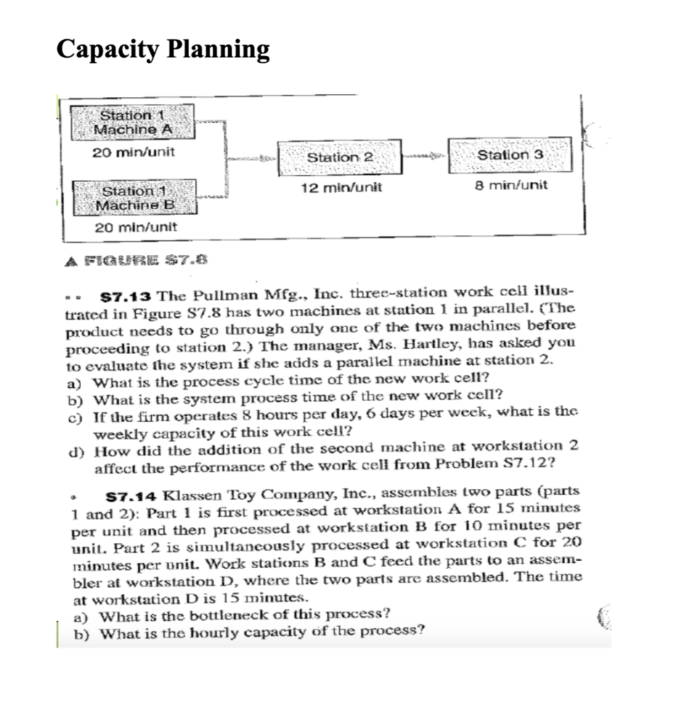 Capacity Planning Station 1 Machine A 20 min/unit