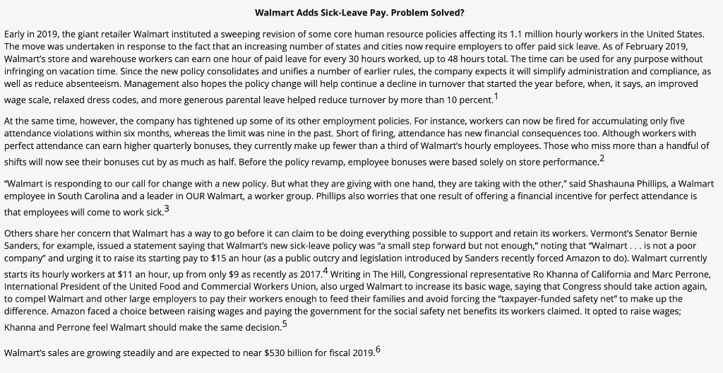 Walmart Adds Sick-Leave Pay. Problem Solved?