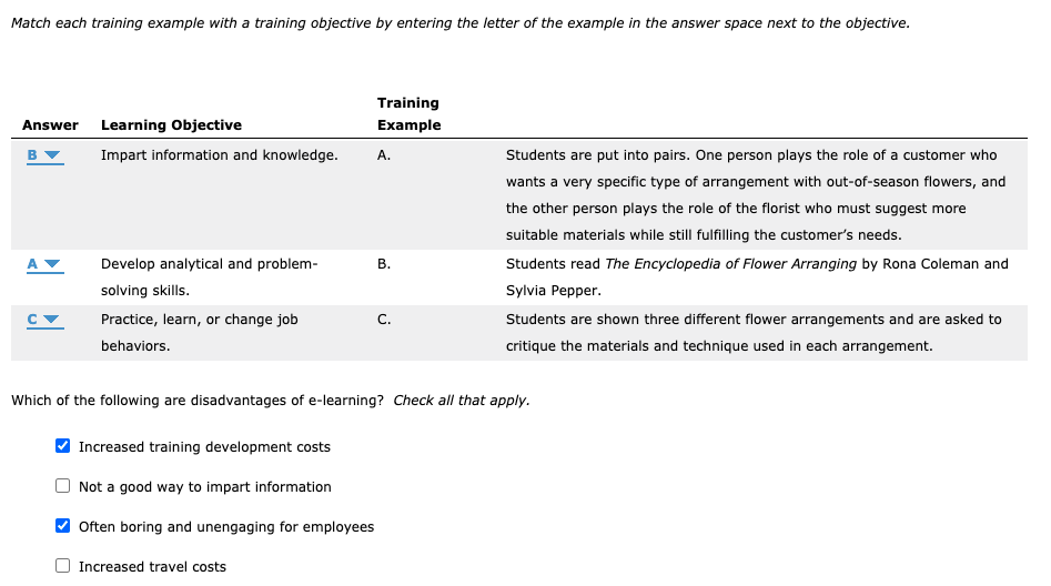 Match each training example with a training