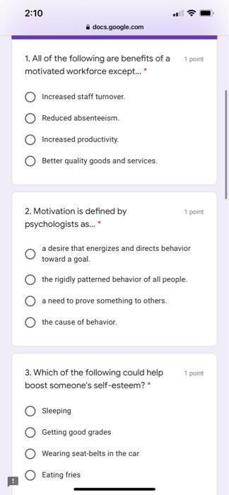2:10 docs.google.com 1 point 1. All of the