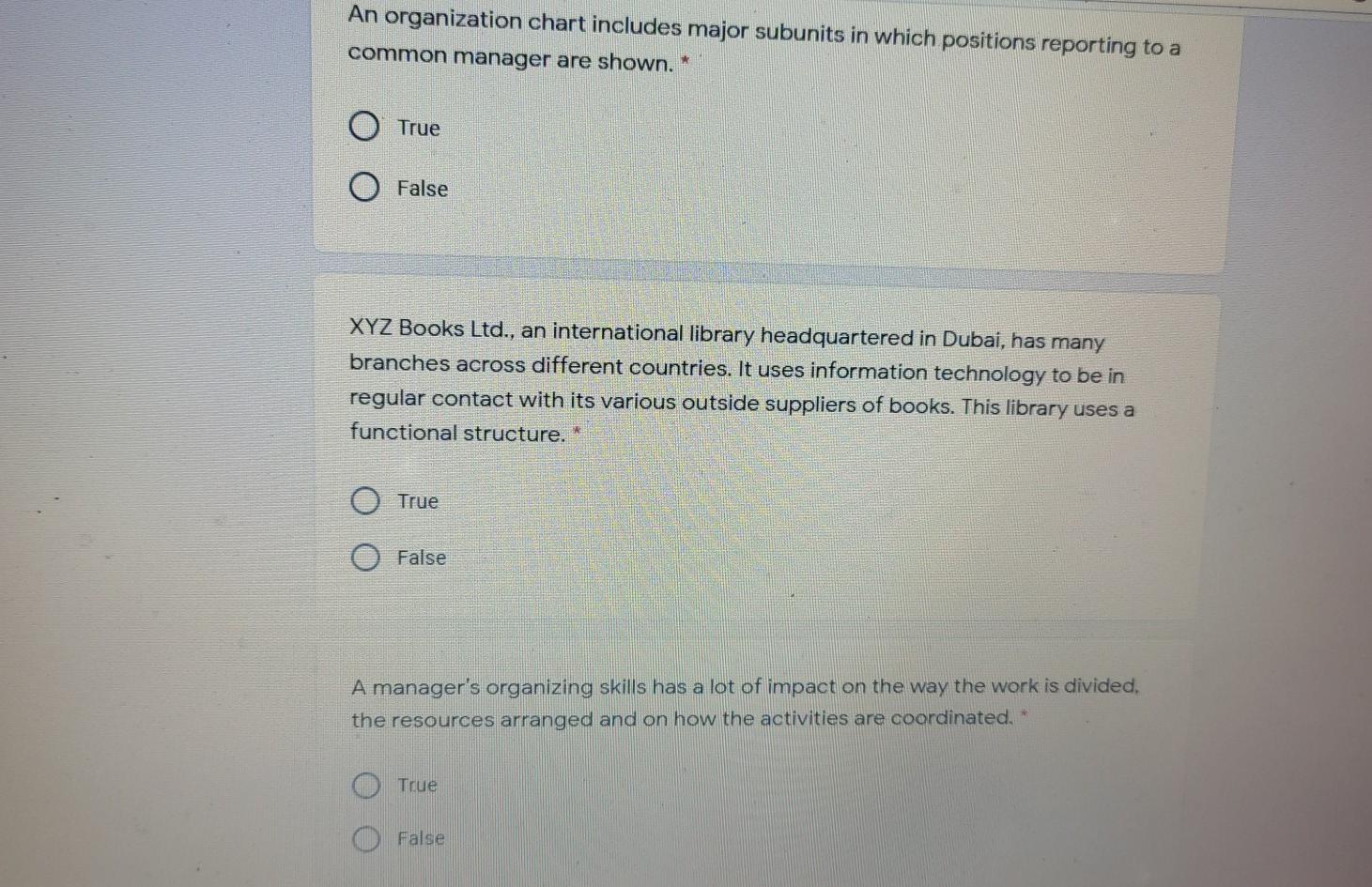 An organization chart includes major subunits in