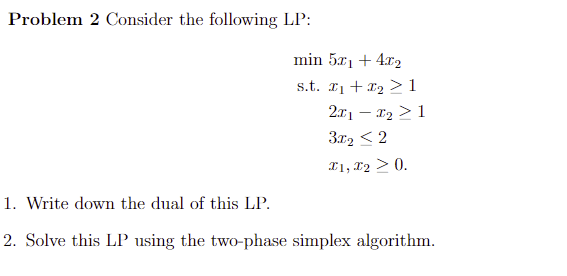Problem 2 Consider the following LP: min 5.01