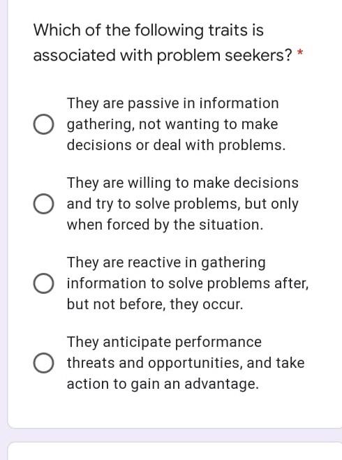 Which of the following traits is associated with