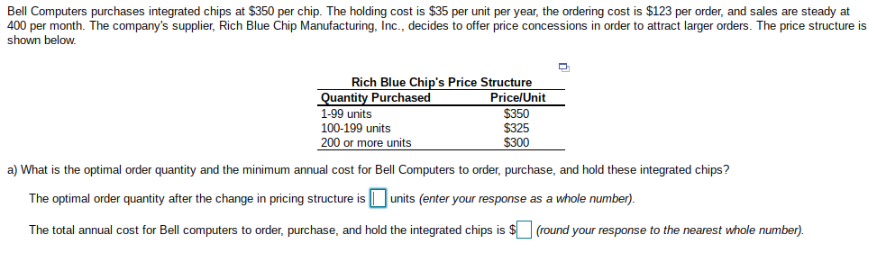 Bell Computers purchases integrated chips at $350