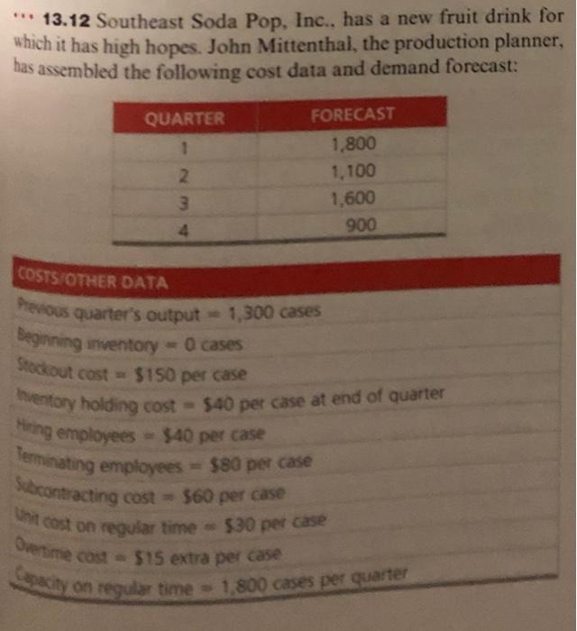 problem 13.12. please show all work Capacity on