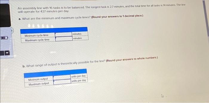 An assembly line with 16 tasks is to be balanced.