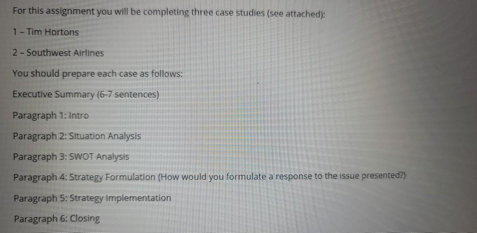 For this assignment you will be completing three