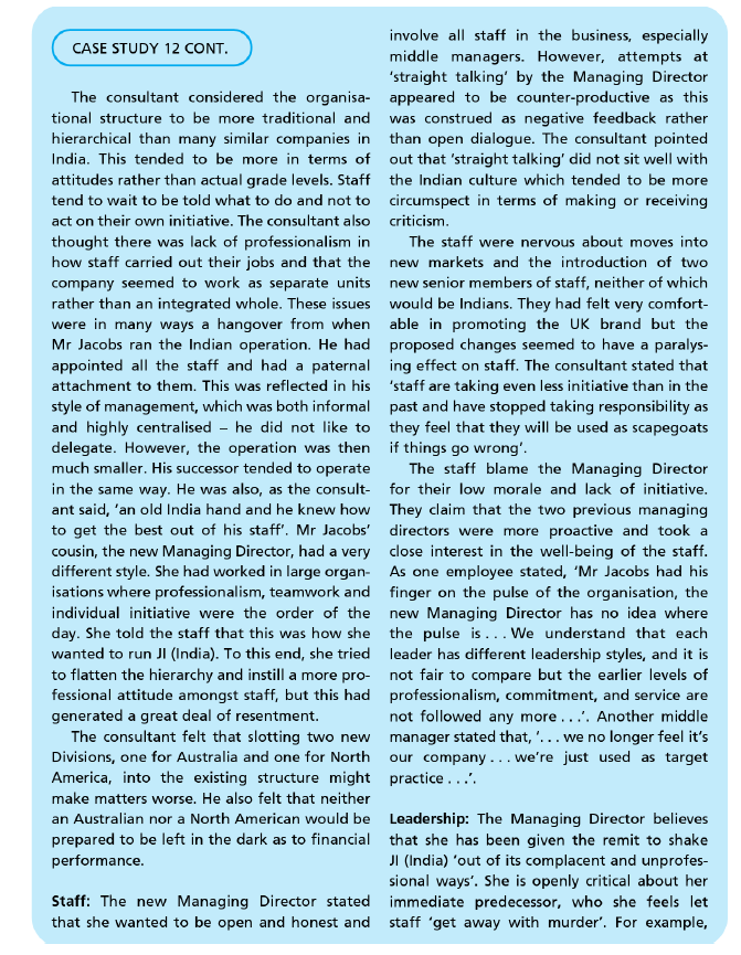 Would you plz read the case study and answer only