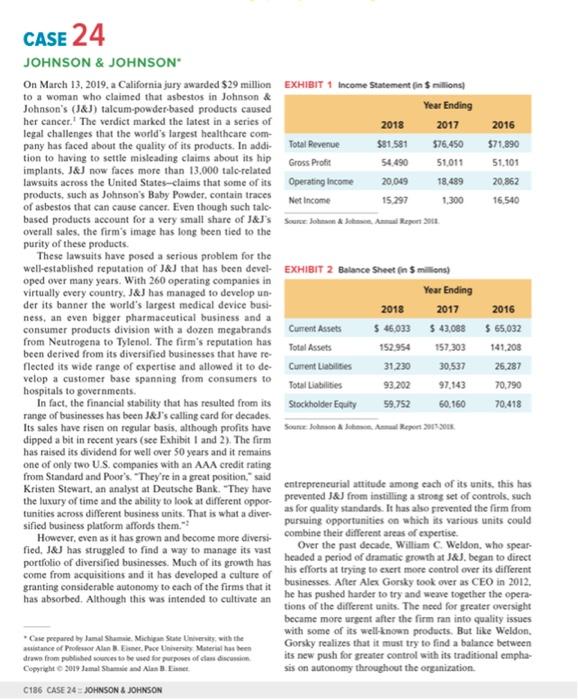 Your case analysis for Johnson & Johnson will be