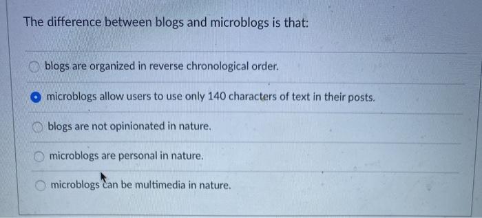 The difference between blogs and microblogs is