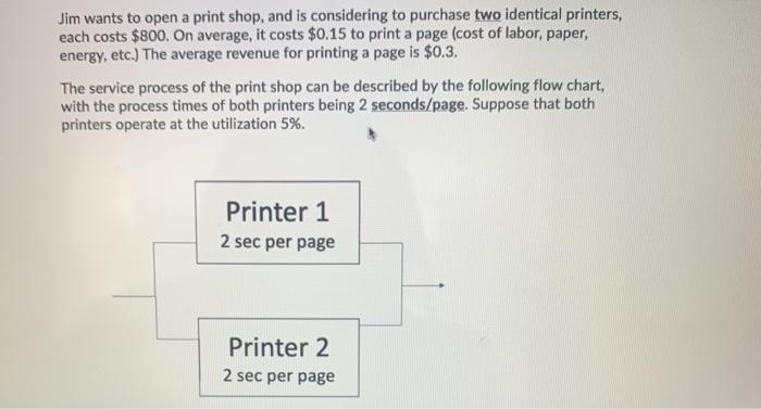 Jim wants to open a print shop, and is