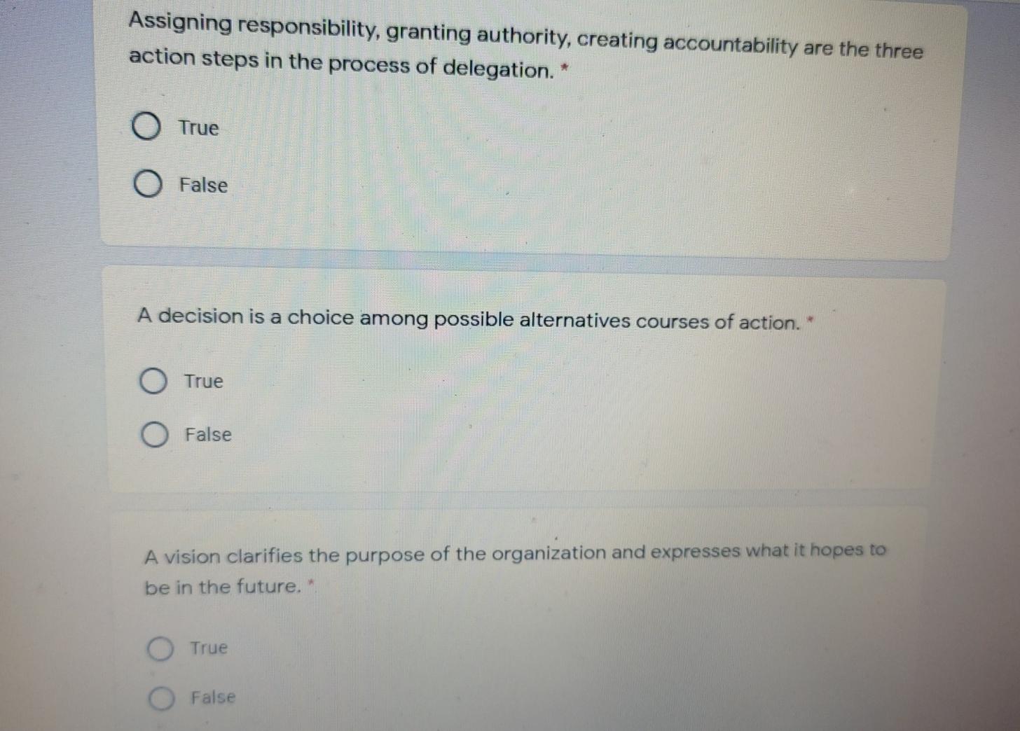 Assigning responsibility, granting authority,