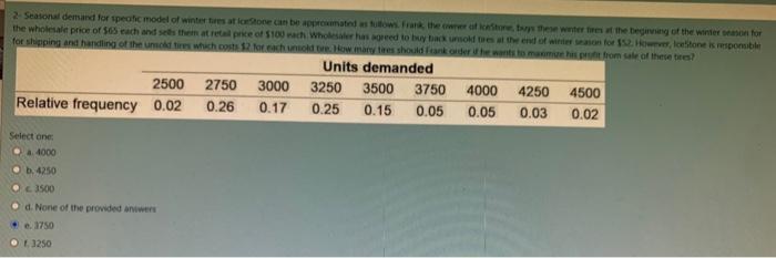 2- Seasonal demand for specific model of winter