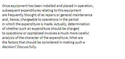 Once equipment has been installed and placed in