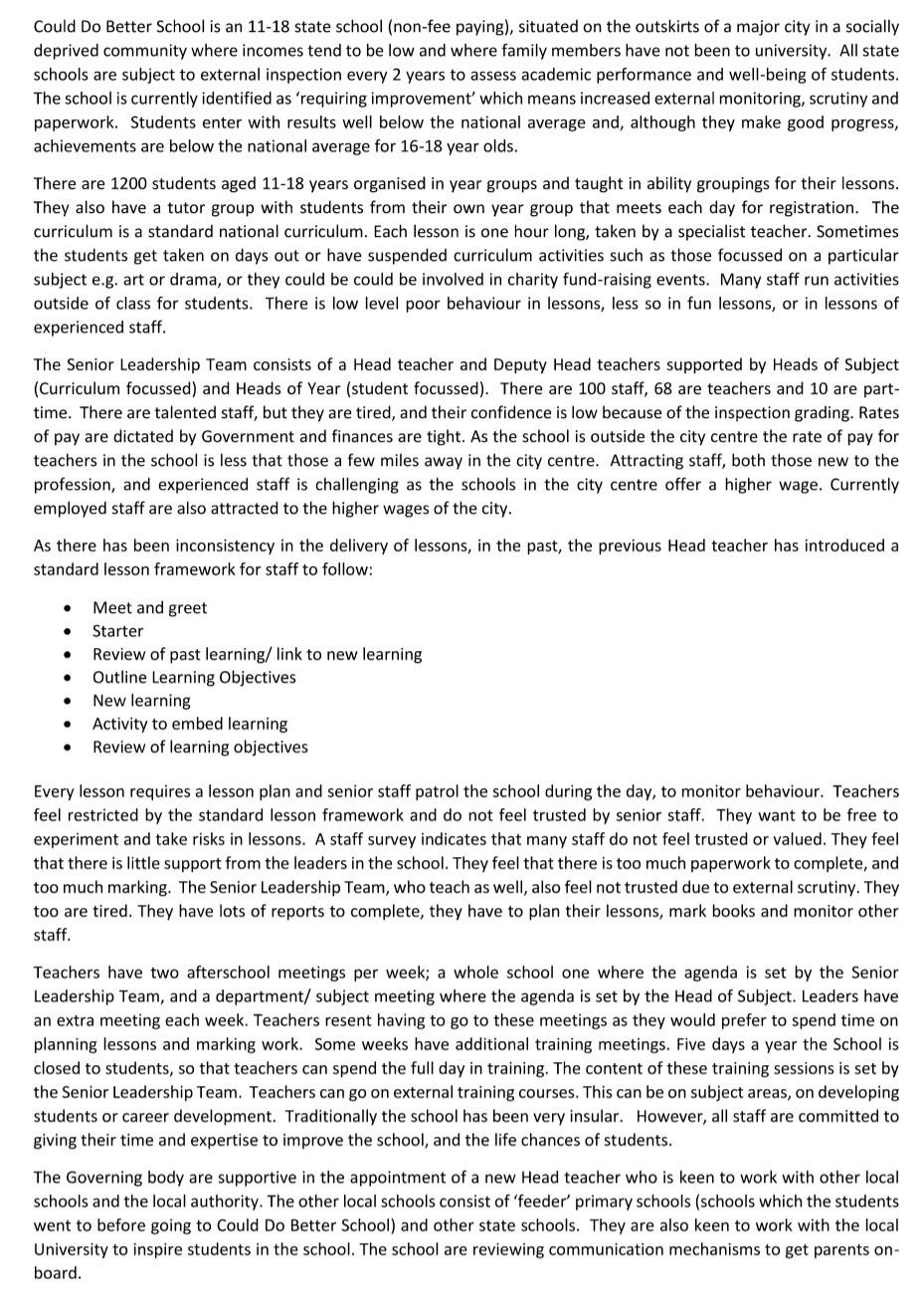 Could Do Better School is an 11-18 state school