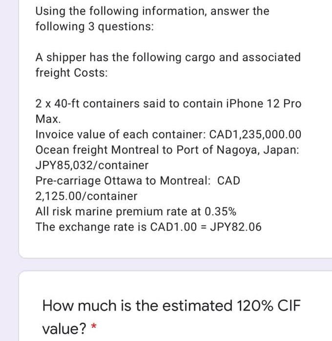 Using the following information, answer the