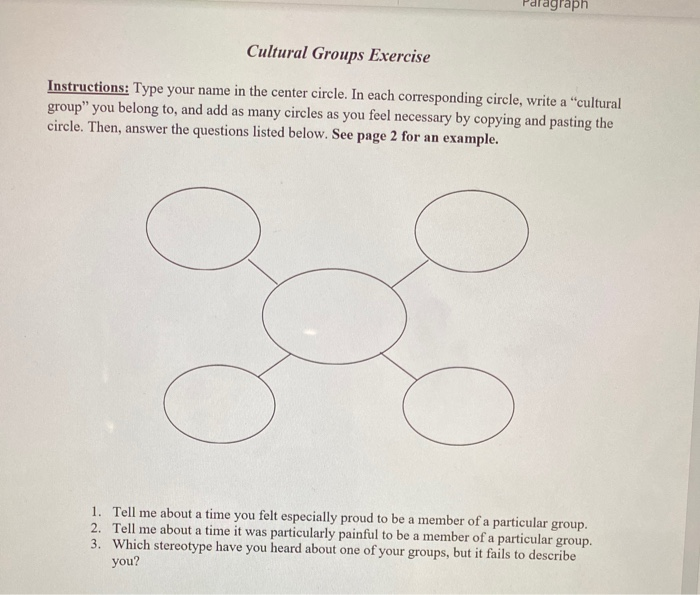 agraph Cultural Groups Exercise Instructions: