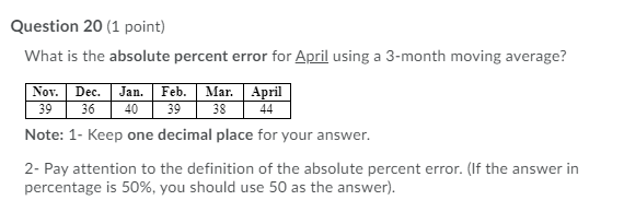 Question 20 (1 point) What is the absolute